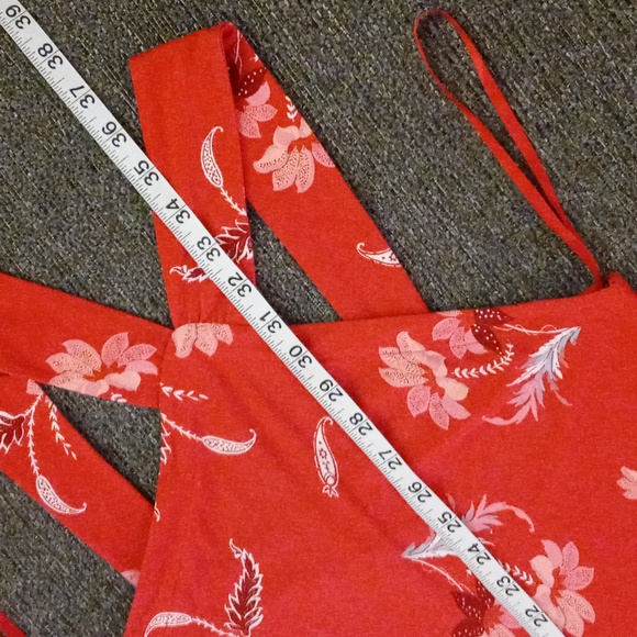 💋LOFT💋 - Red/Pink Floral Print Halter Swing Dress - Picture 8 of 8